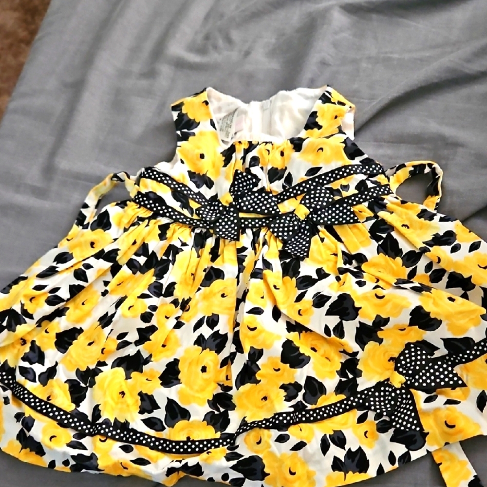 3-6 Mos Bonnie Baby Yellow and Black‎ Sleeveless Sundress